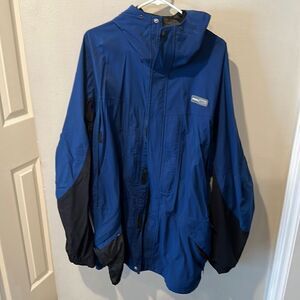 REI Gore-Tex Blue/Black Hooded Parka Men Size XL Nylon Winter Jacket Outerwear
